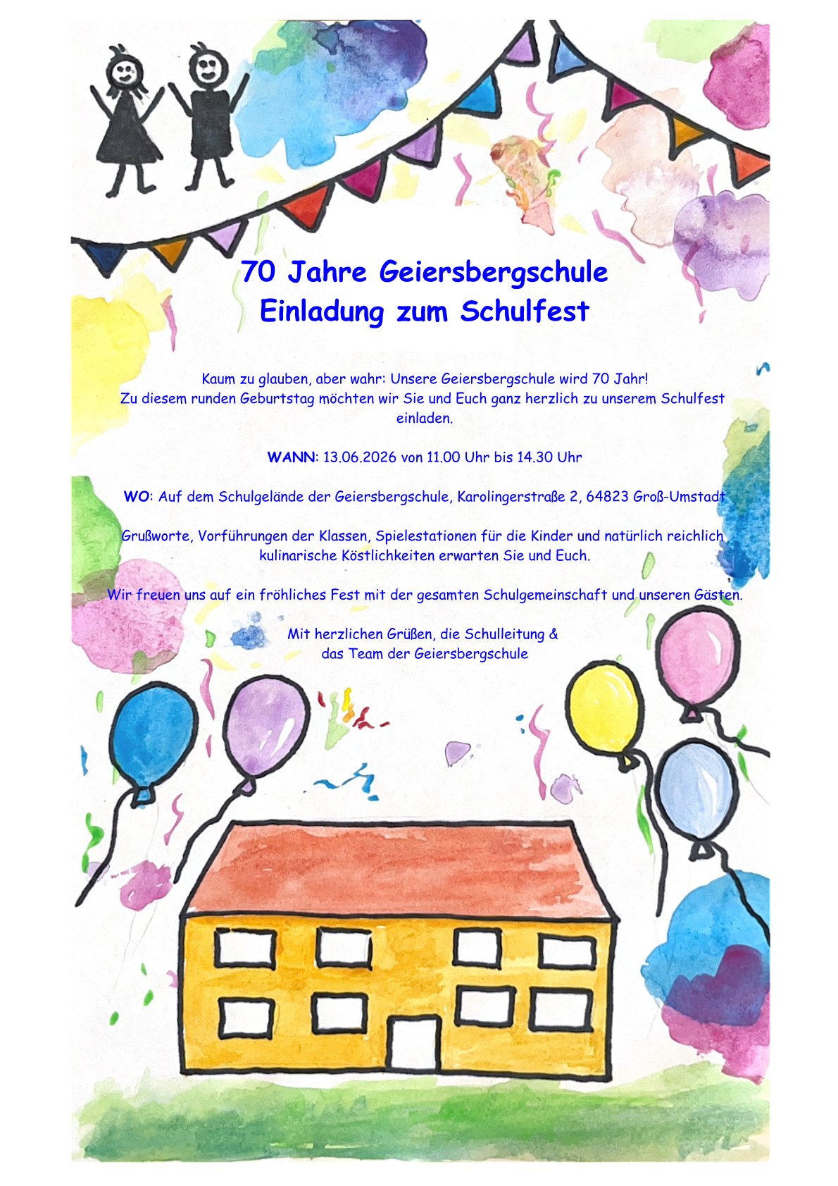 Einladung 2 zum Schulfest