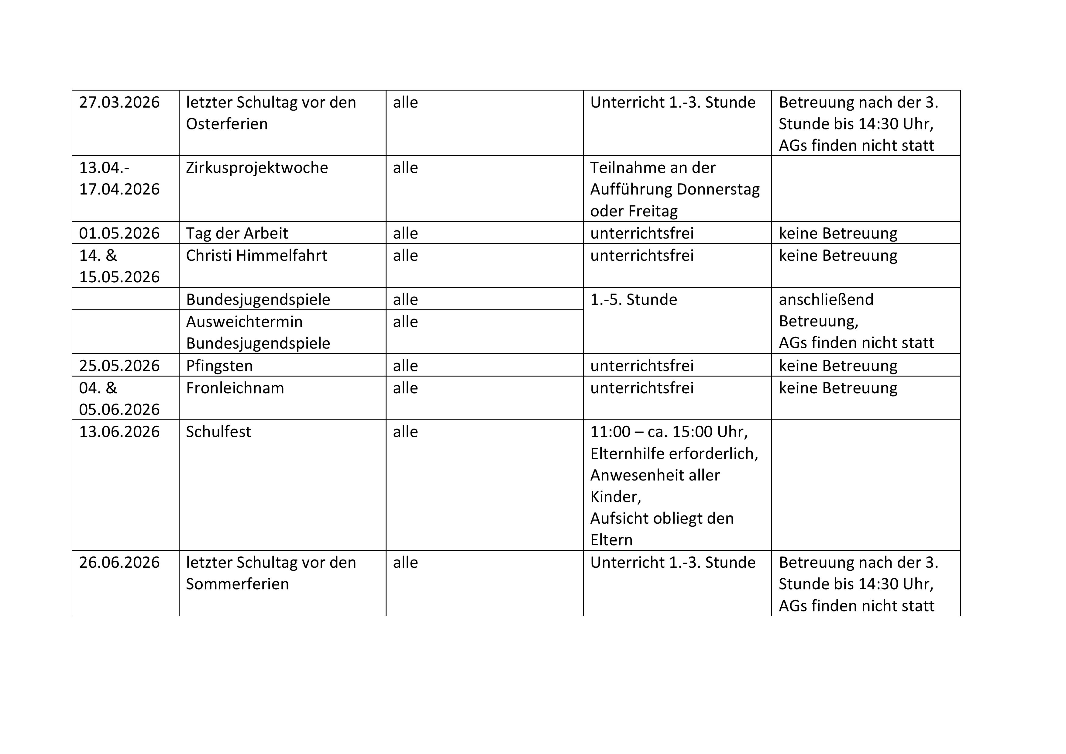 Terminkalender der Geiersbergschule 2025 26 C